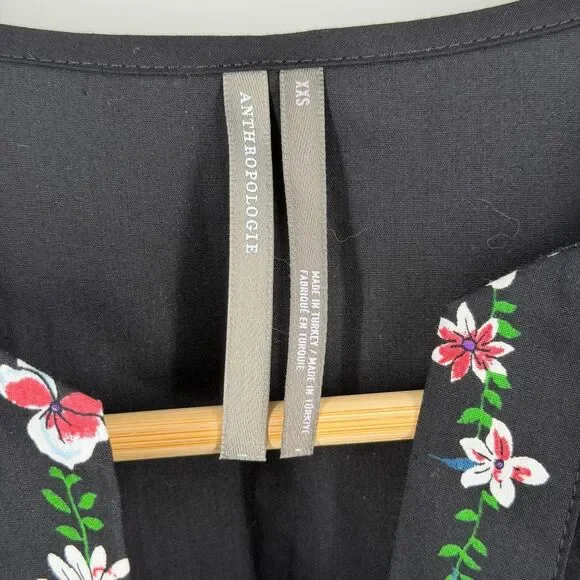 Anthropologie Black The Somerset Floral Tiered Smocked Cotton Maxi Dress Sz XXS - Picture 4 of 12